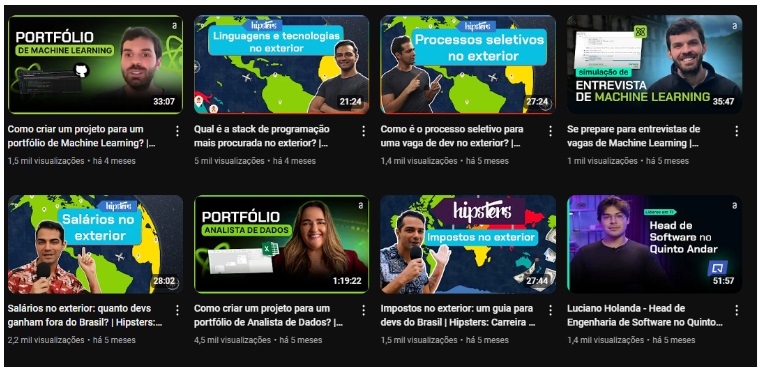 Print da área do site da Alura onde ficam os conteúdos gratuitos em vídeo