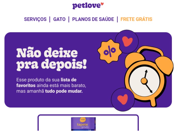 Print de um anúncio da Pet Love no e-mail