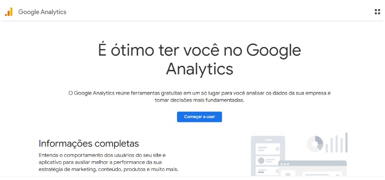 Print da página inicial do Googel Analytics