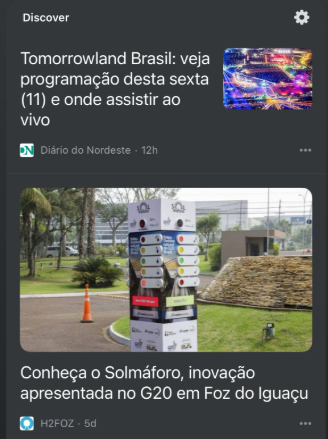 Print do Google discovery mostrando um resultado falando do festival de música Tomorowland