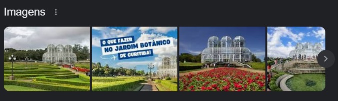 Print do Google mostrando imagens do Jardim Botânico em Curitiba