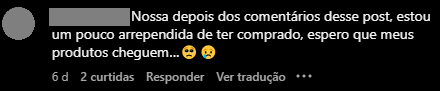 Print de um tweet de um usuário reclamando de ter lido comentários negativos a respeito de um produto