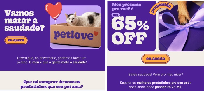 Print Petlove mostrando o cupom de desconto para comprar online