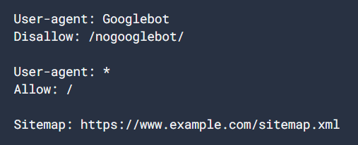 Print do Google com o código do Robots.txt