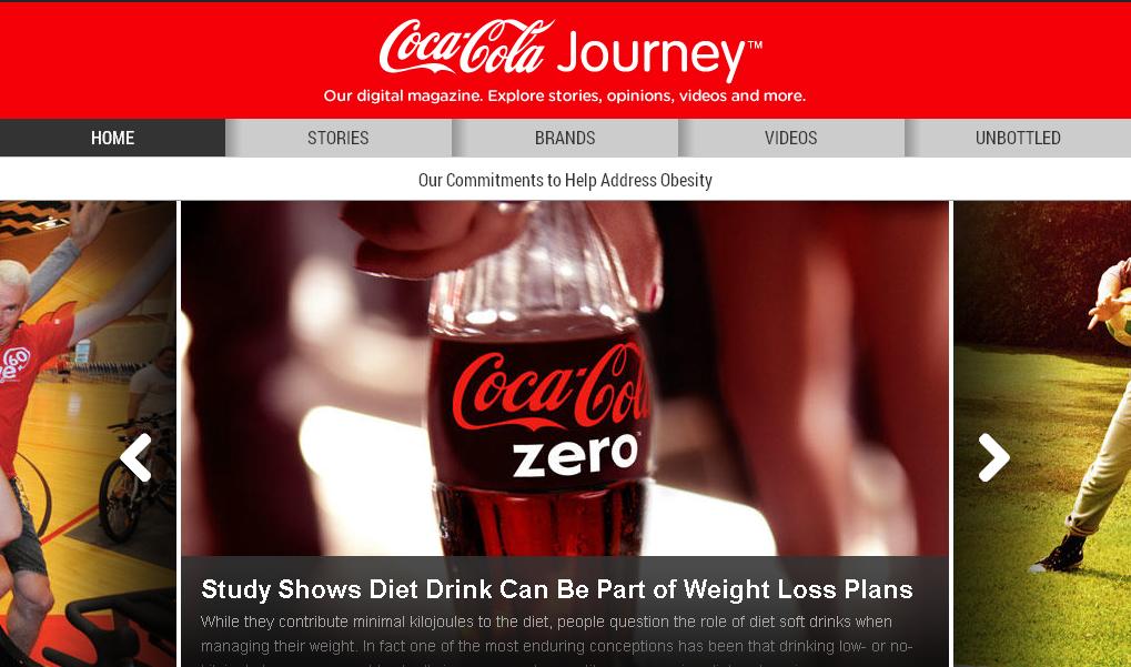 Print da home do site da Coca-cola