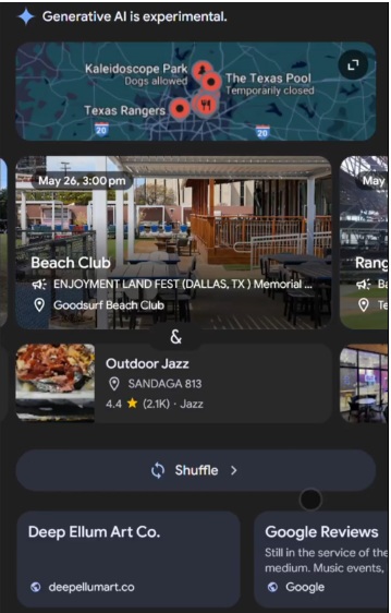 Print IA Overview com informações, mapa e fotos de um clube de praia