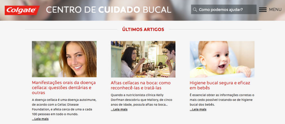 Print do blog sobre saúde bucal da Colgate