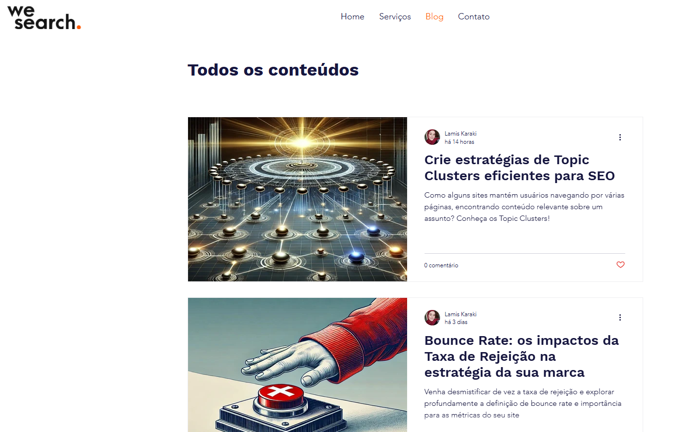 Print do blog da Wesearch