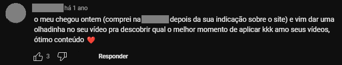 Print de um tweet de uma pessoa que comprou um produto após a indicação no conteúdo de alguém que já usou