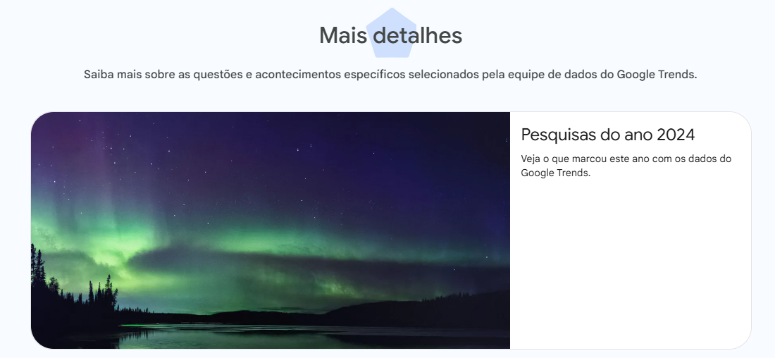 Print de um compilado de pesquisas e termos de 2024
