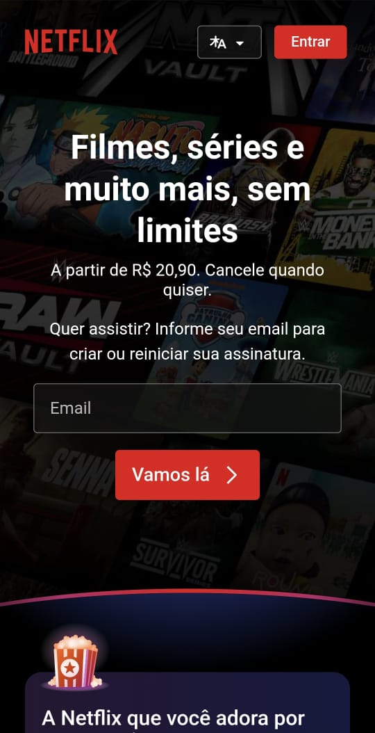 Print da home da Netflix para mobile