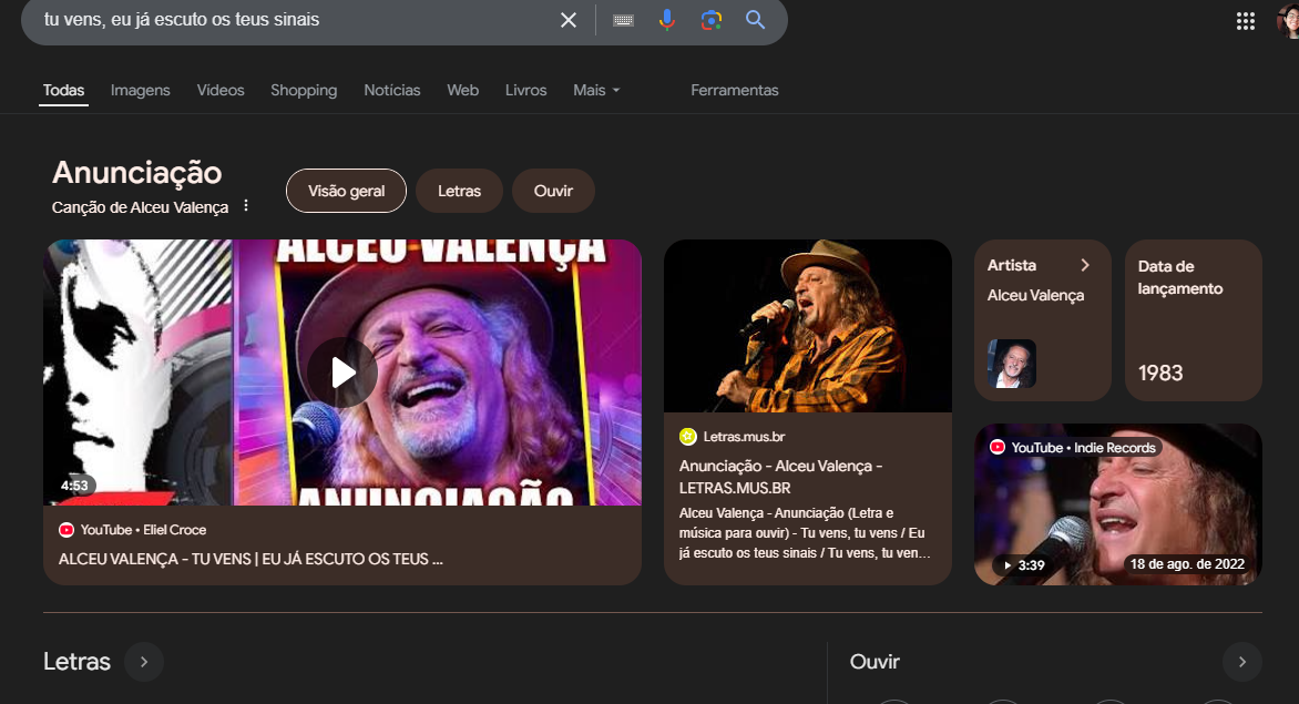 Print do resultado para a música Anunciação do Alceu Valença